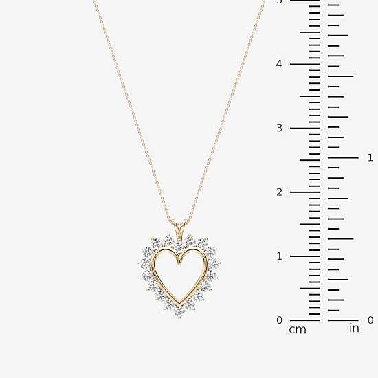 (F / Si2) Womens 2 CT. T.W. Lab Grown White Diamond 14K Gold Over Silver Heart 18 Inch Pendant Necklace