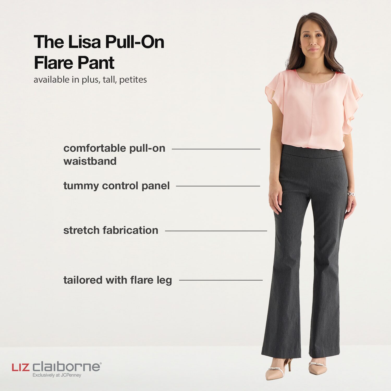 Liz Claiborne Lisa Womens Flare Pull-On Pant