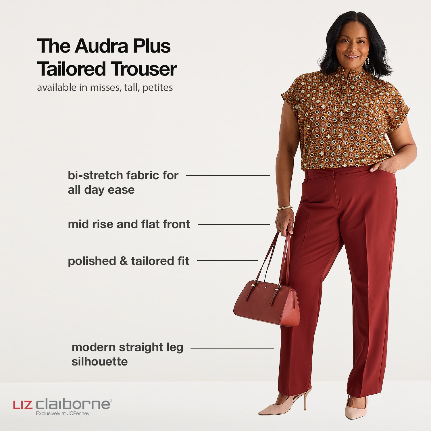 Liz Claiborne Audra Womens Straight Mid Rise Trouser