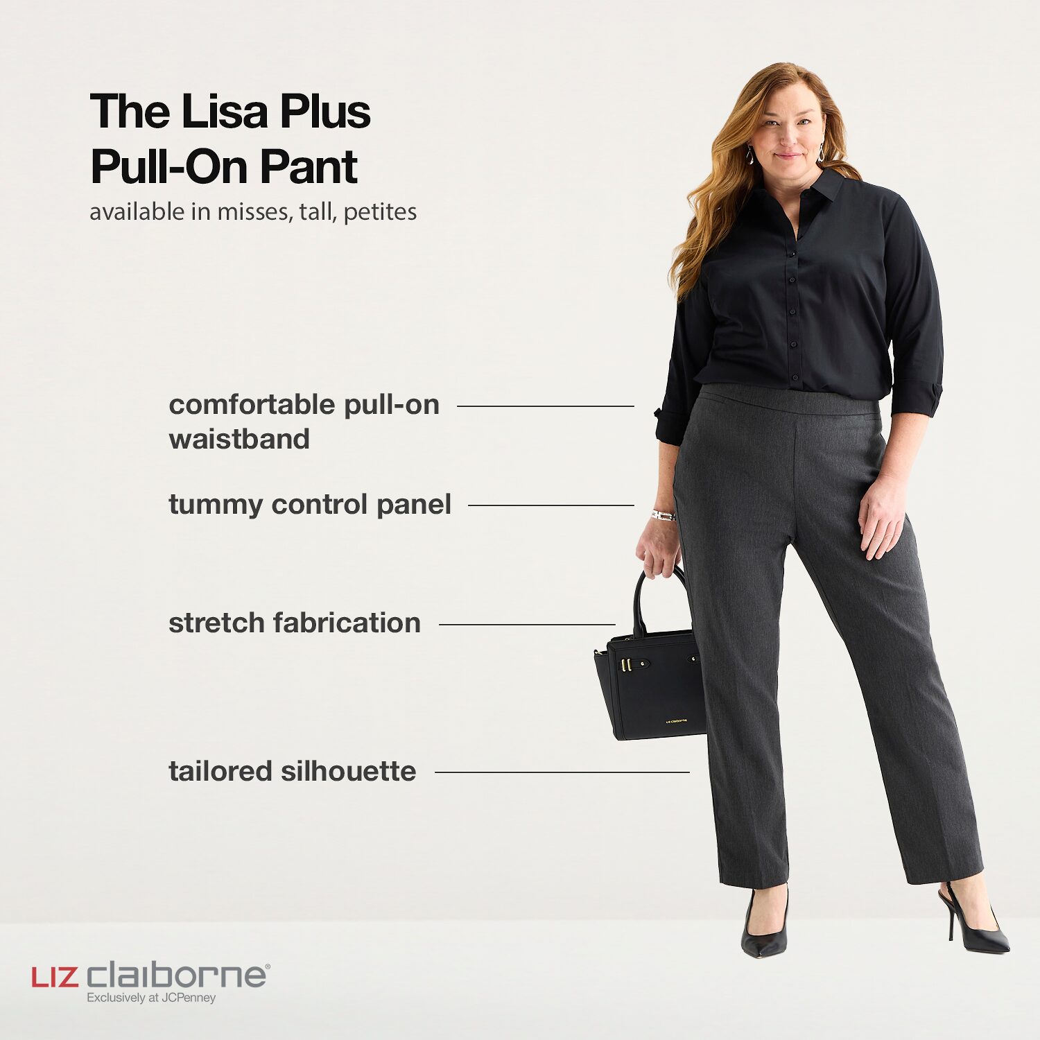 Liz Claiborne Lisa Womens Straight Pull-On Pant