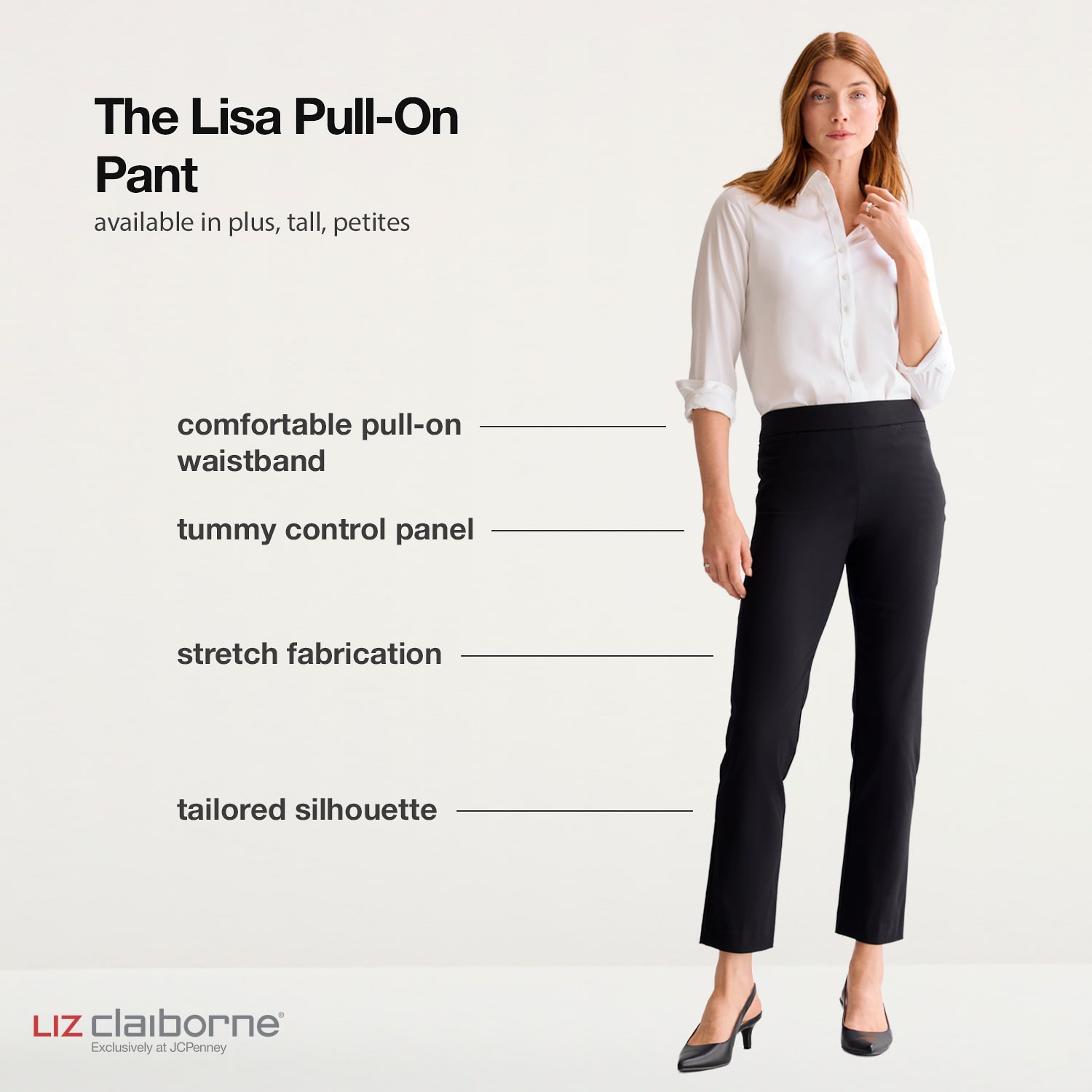 Liz Claiborne Lisa Womens Straight Pull-On Pant