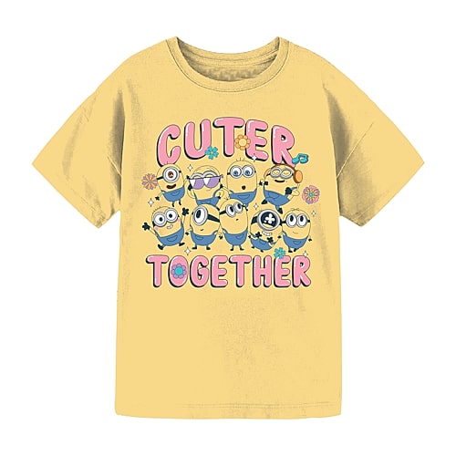 Mad Engine Kids' Girls Crew Neck Short Sleeve Regular Fit Minions Graphic T-shirt In Yellow