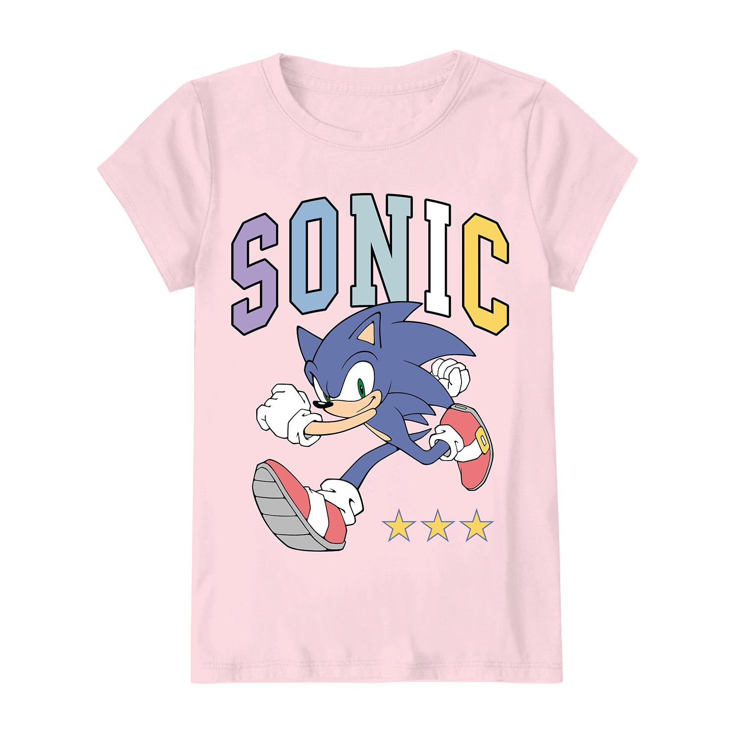 Girls Crew Neck Short Sleeve Regular Fit Sonic the Hedgehog Graphic T-Shirt