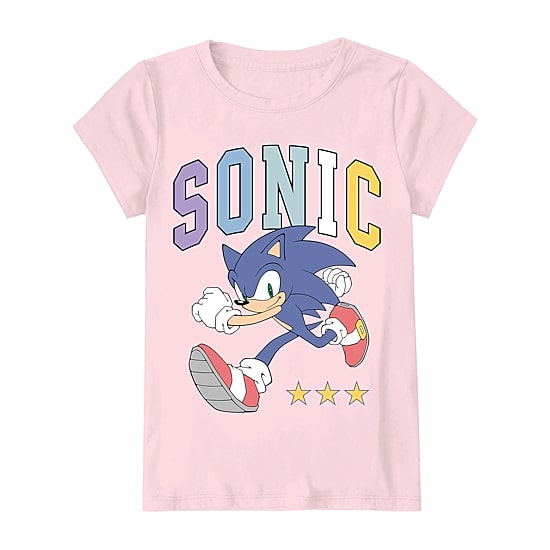Girls Crew Neck Short Sleeve Regular Fit Sonic the Hedgehog Graphic T-Shirt