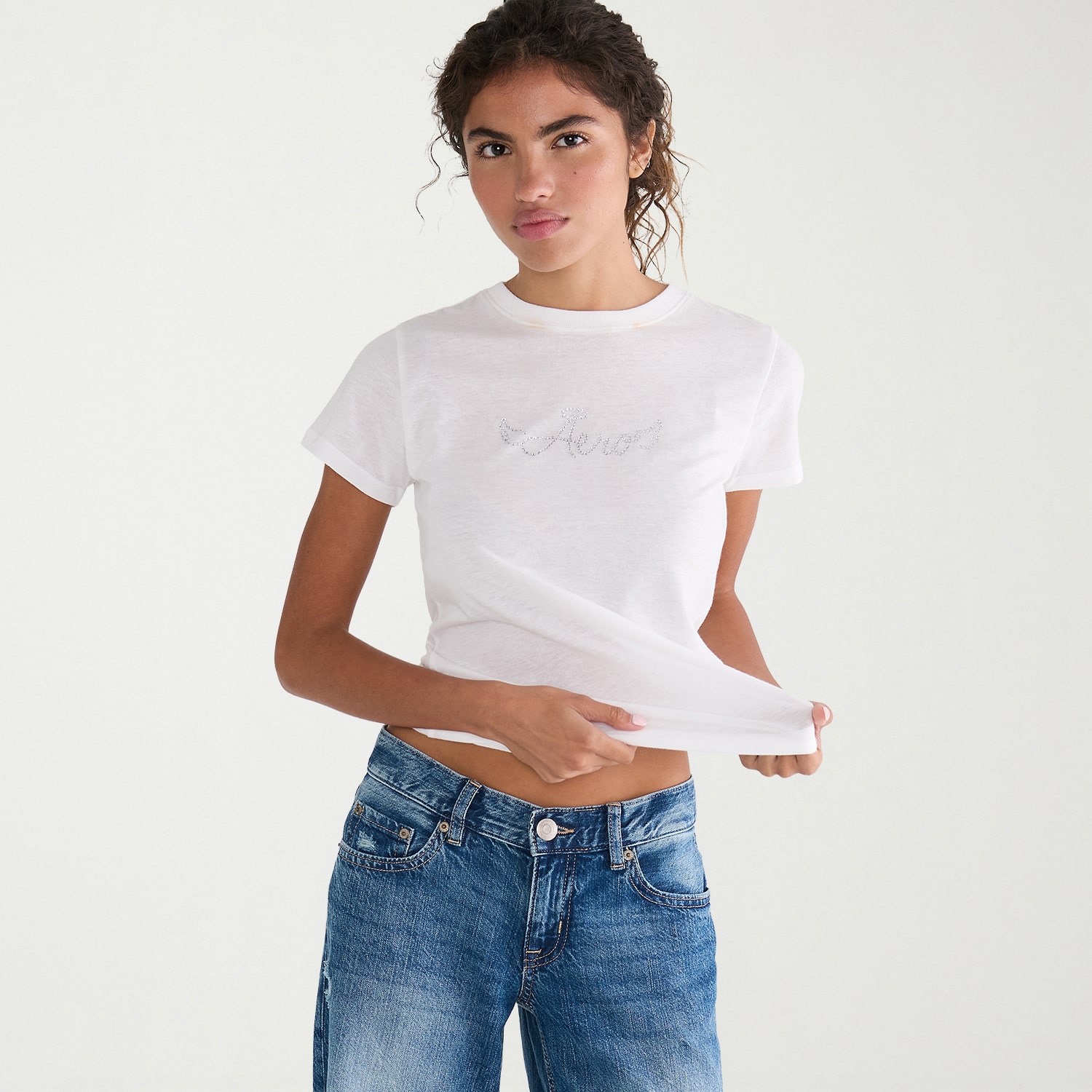 AEROPOSTALE Womens Juniors Crew Neck Short Sleeve Regular Fit Graphic T-Shirt