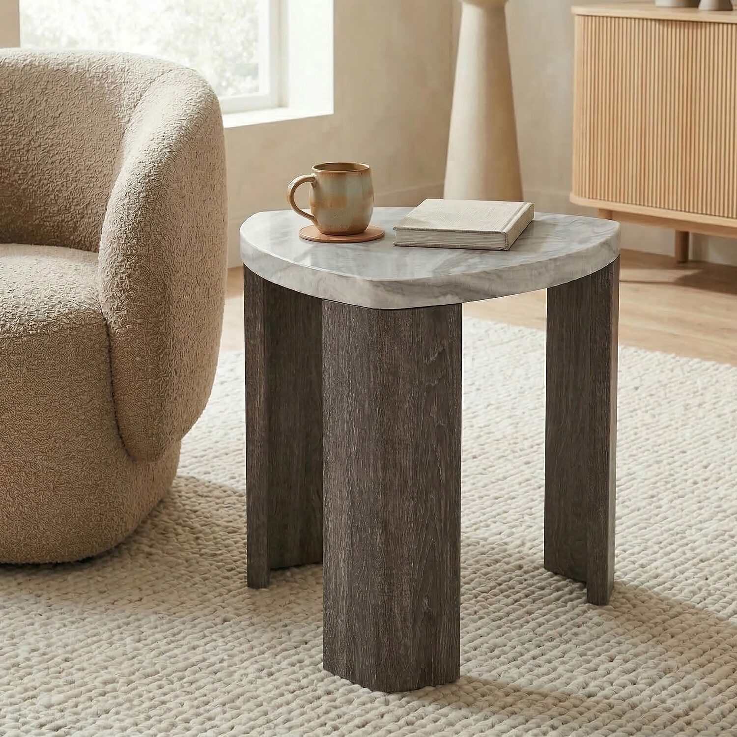 Furniture of America™ Umber Triangle Faux-Marble Top End Table