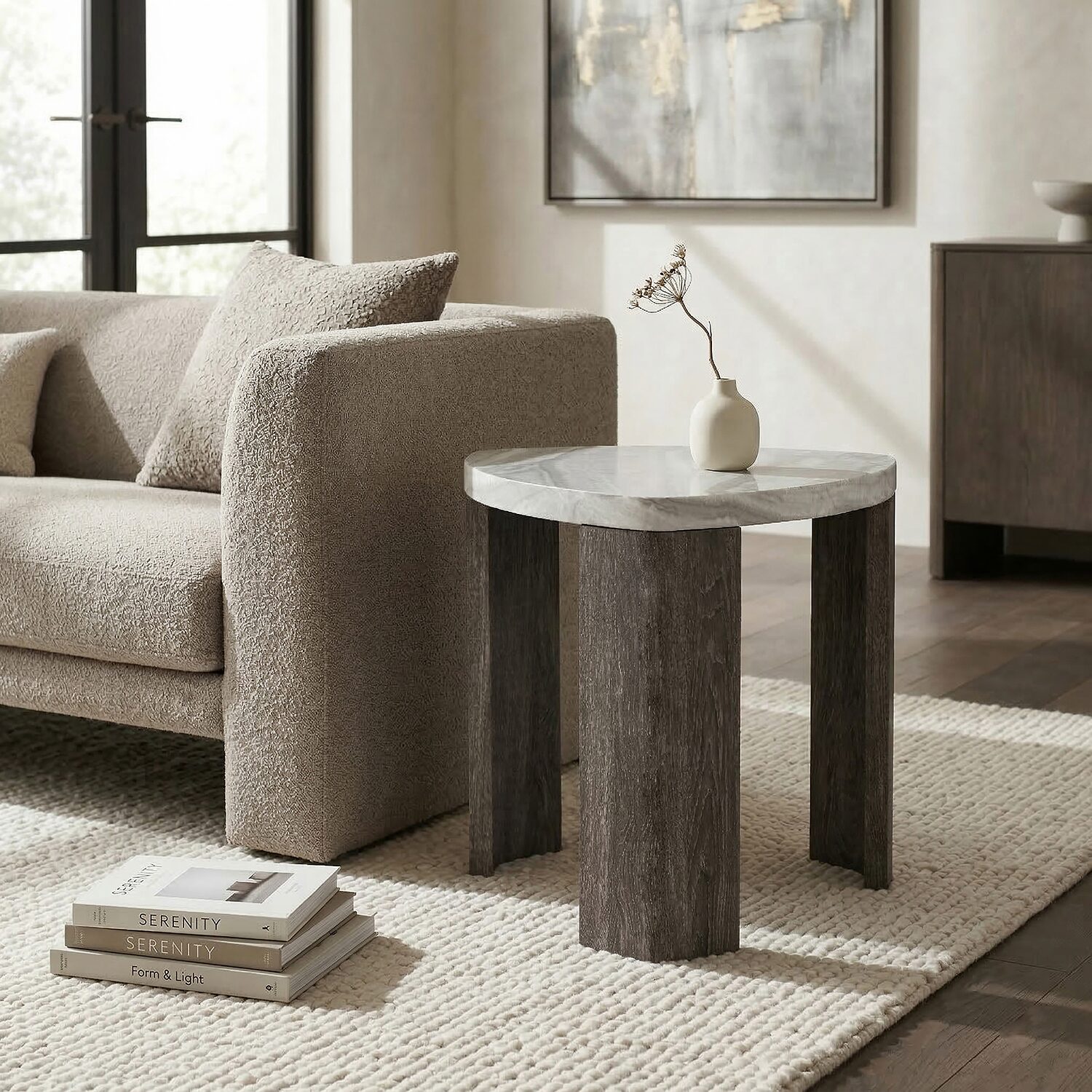 Furniture of America™ Umber Triangle Faux-Marble Top End Table