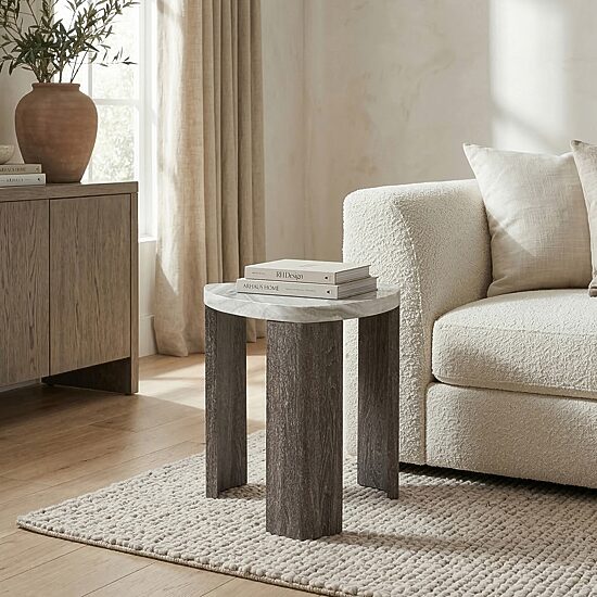 Furniture of America™ Umber Triangle Faux-Marble Top End Table