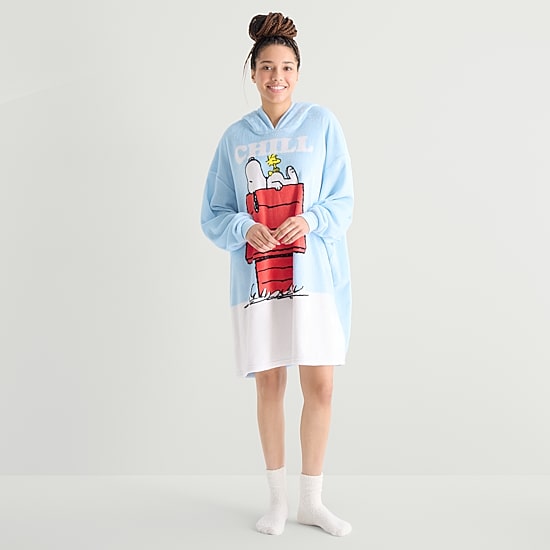 Disney Mjc Womens Long Sleeve Scoop Neck Peanuts Snoopy Nightgown
