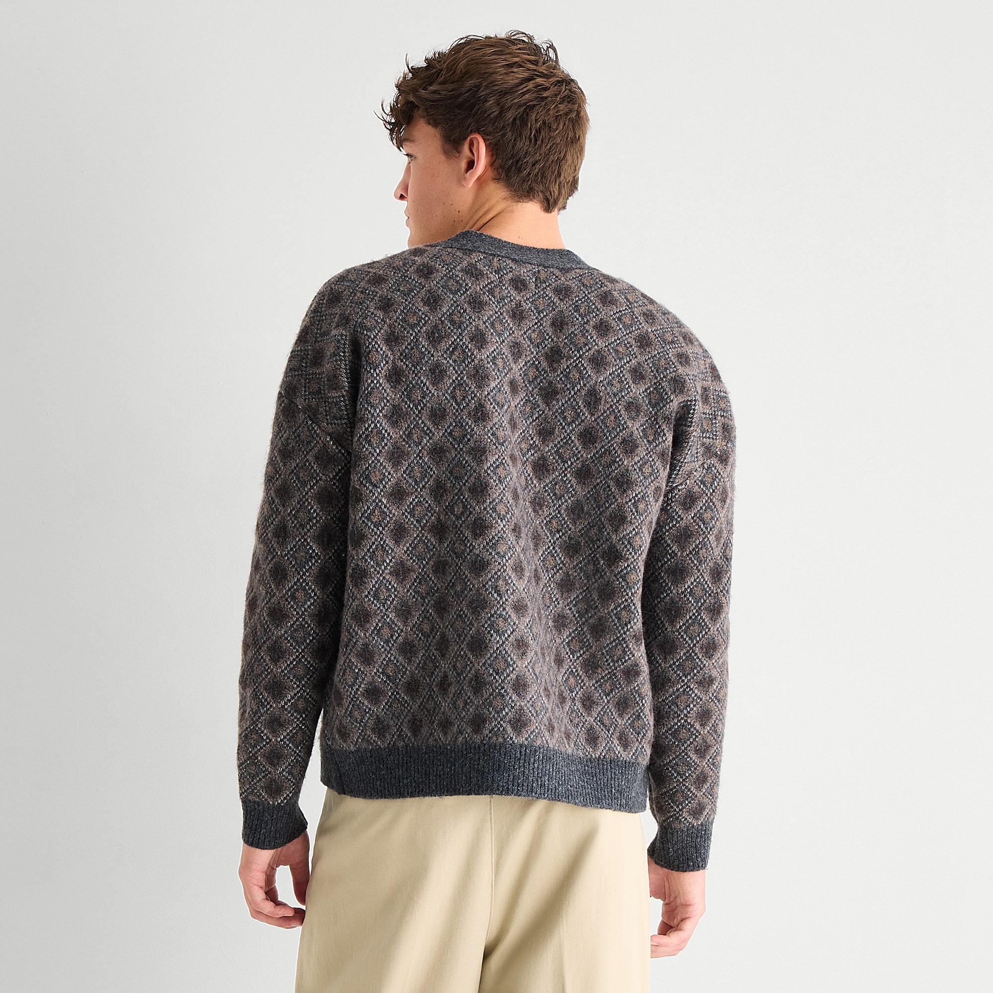Arizona Mens V Neck Long Sleeve Button Geometric Cardigan