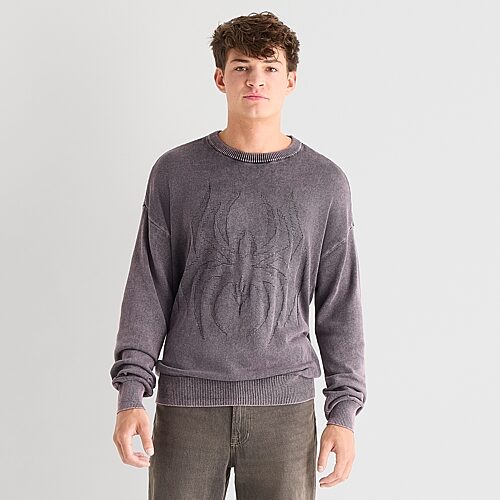 Arizona Mens Crew Neck Long Sleeve Pullover Sweater In Black
