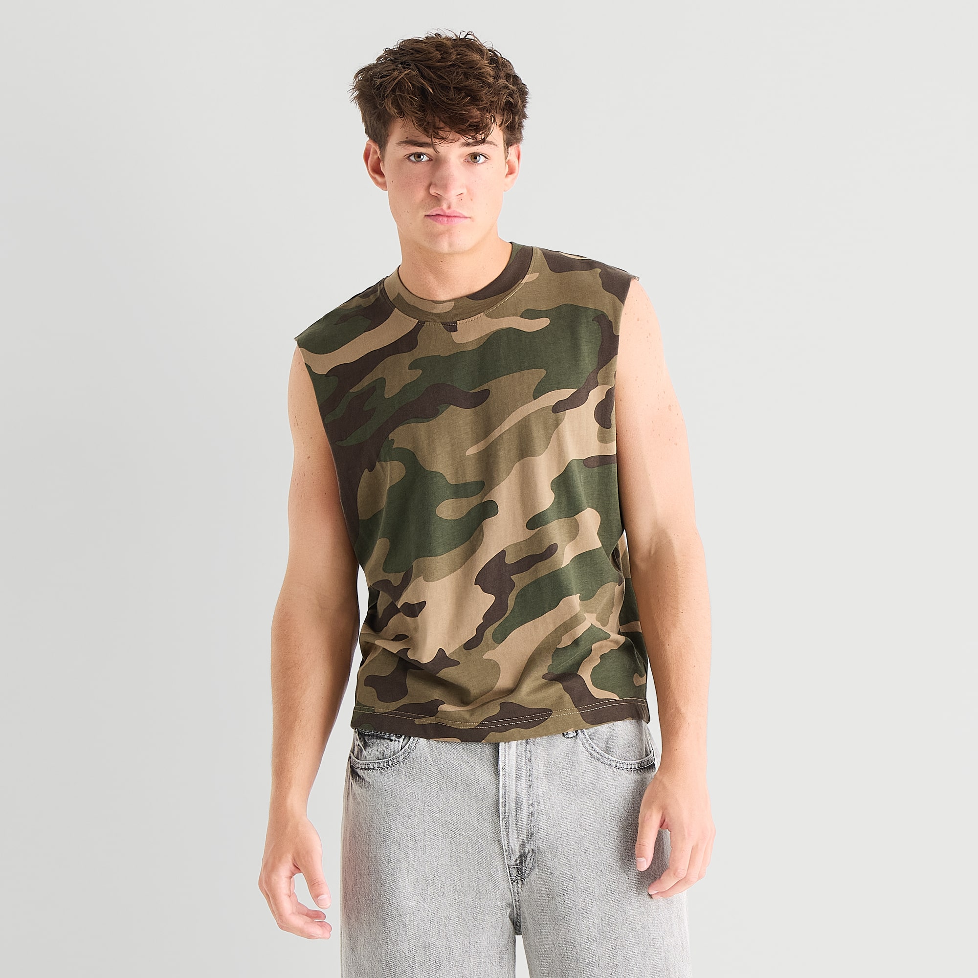 Arizona Mens Crew Neck Sleeveless Muscle T-Shirt