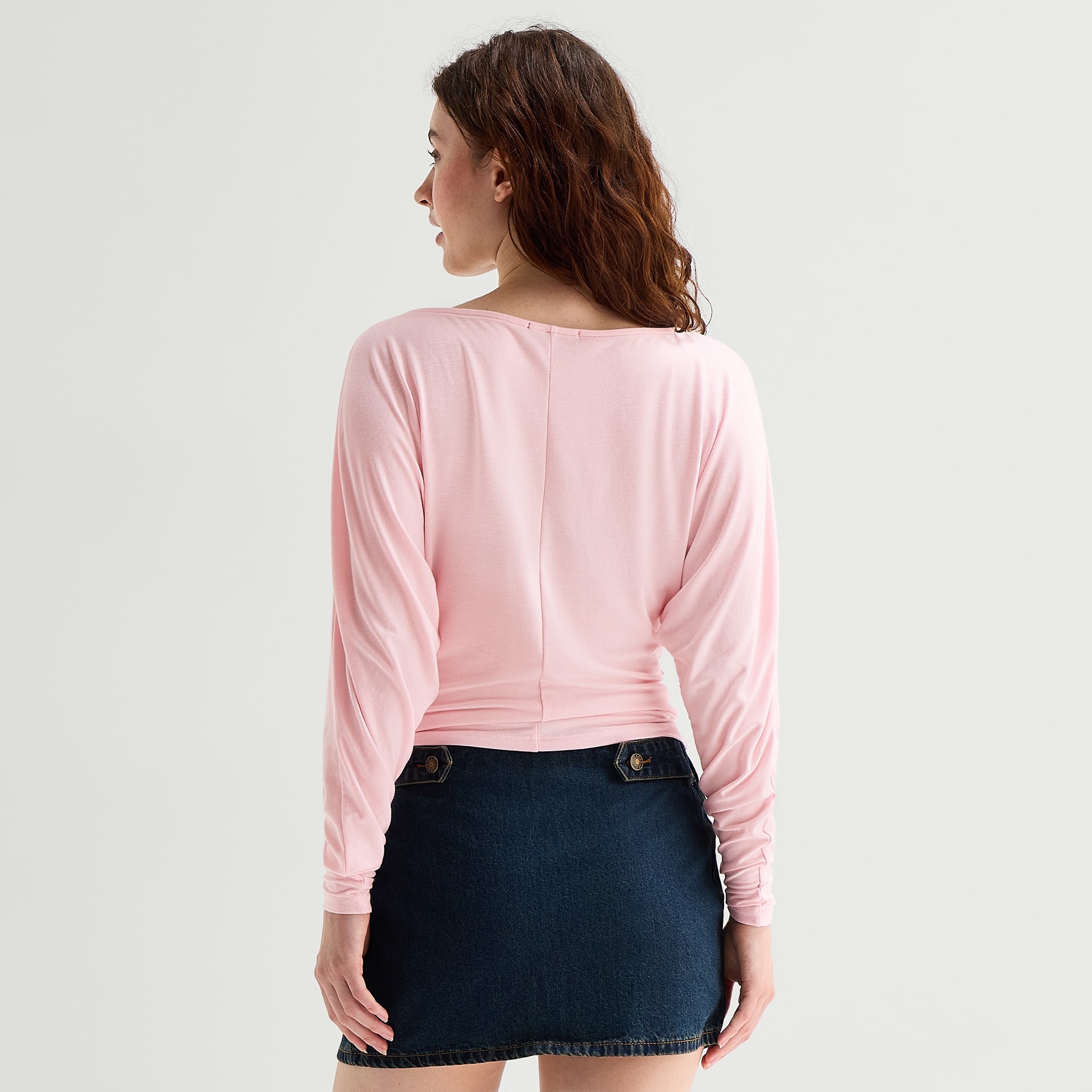 Forever 21 Womens Juniors Asymmetrical Neck Long Sleeve T-Shirt