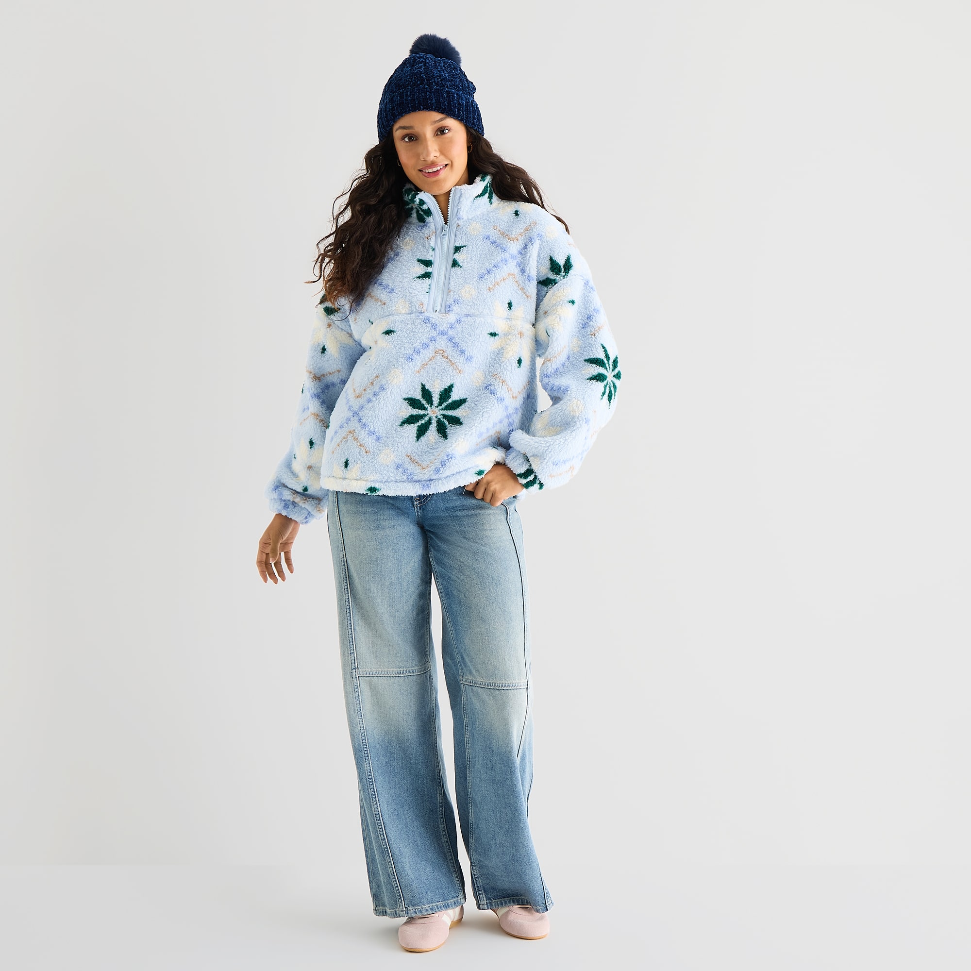 Arizona Womens Juniors Turtleneck Long Sleeve Sweatshirt