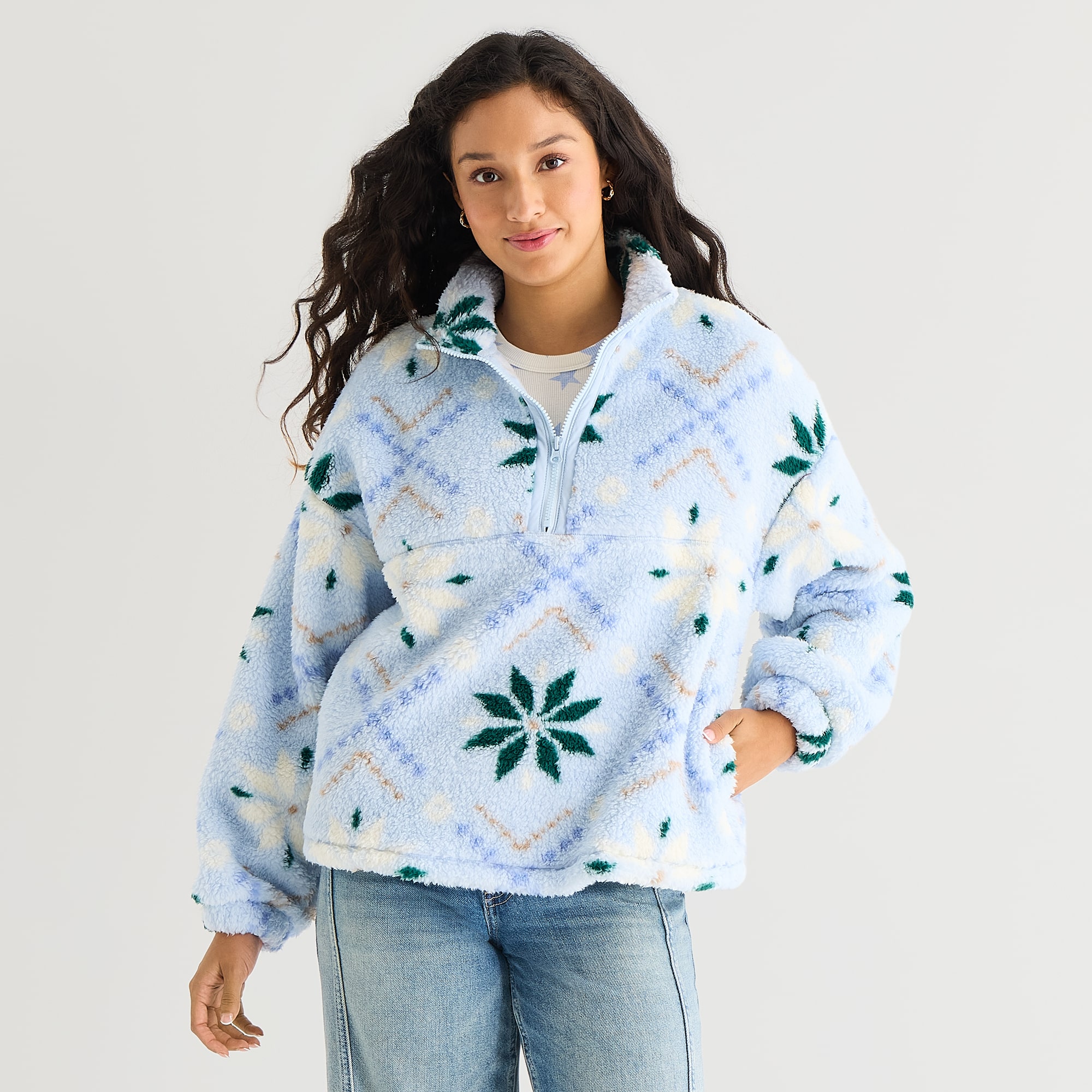 Arizona Womens Juniors Turtleneck Long Sleeve Sweatshirt