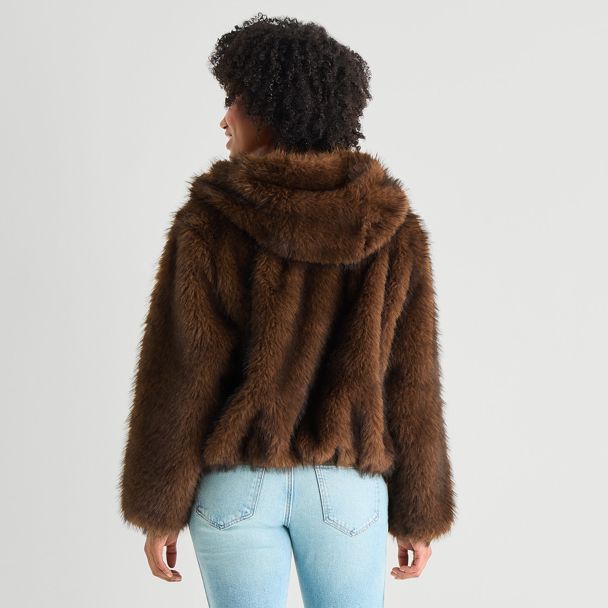 Arizona Womens Juniors Faux Fur Heavyweight Coat