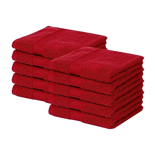 Better Trends Splash 100% Cotton 10-pc Washcloth Set In Red