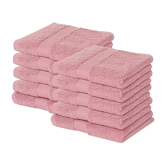 Better Trends Splash 100% Cotton 10-pc Washcloth Set, Zero Twist Quick Dry Solid Bathroom Towel