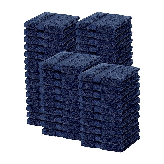 Better Trends Splash 100% Cotton 50-pc Washcloth Set, Zero Twist Quick Dry Solid Bathroom Towel