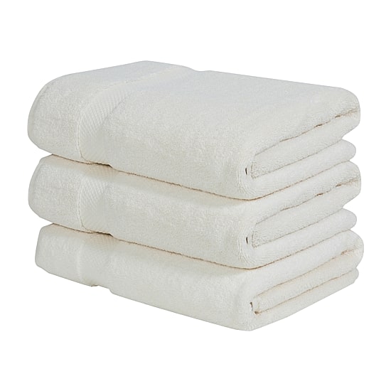 Better Trends Splash 100% Cotton 3-pc Bath Towel Set, Zero Twist Quick Dry Solid Bathroom Towel