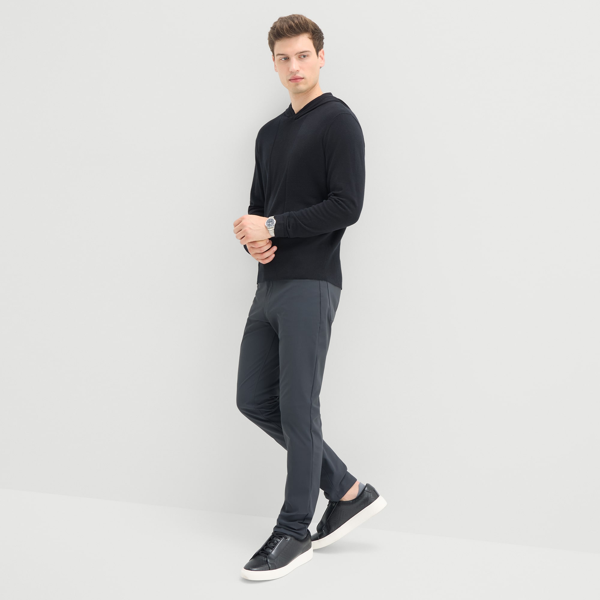 Stylus Mens Hooded Long Sleeve Pullover Sweater