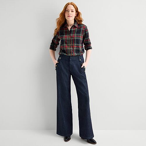 St. John's Bay Womens High Rise Wide Leg Jean In Blue