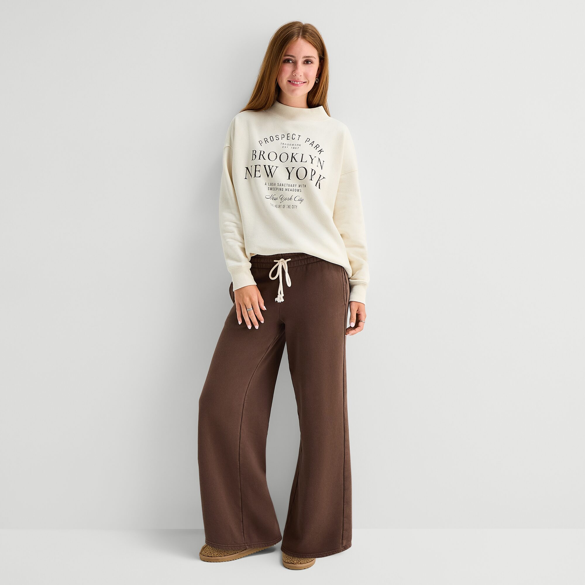 Arizona Womens Juniors Mock Neck Long Sleeve Sweatshirt