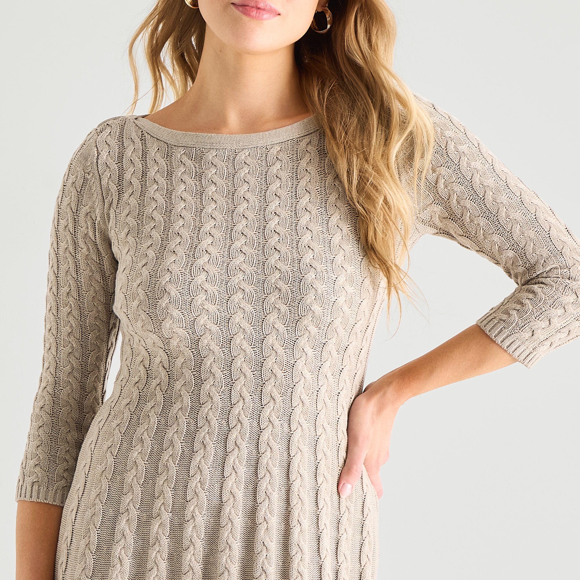 Jessica Howard Womens 3/4 Sleeve Sweater Dress