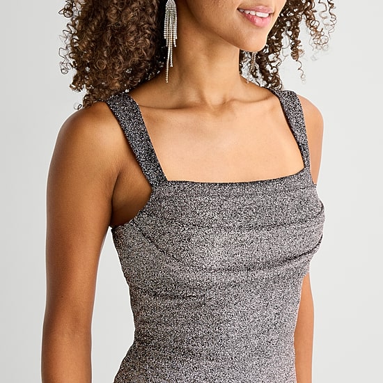 by&by Womens Juniors Cowl Neck Sleeveless A-Line Dress