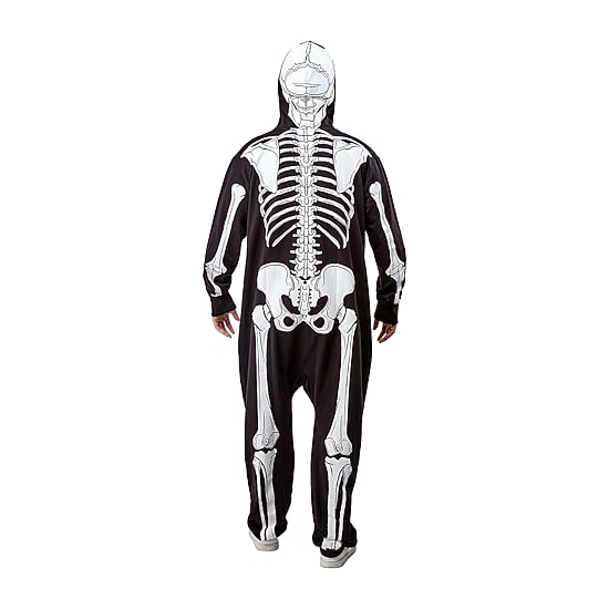 Unisex Adult Skeleton Hooded Zipster Costume