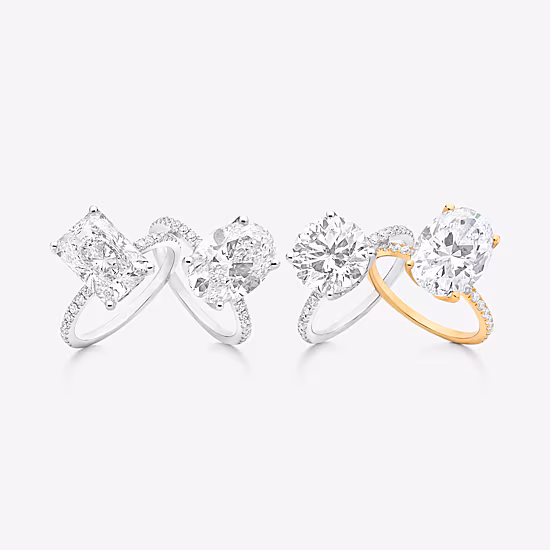 Grown Gorgeous (F, Vs2) Womens 4 7/8 Ct. T.W. Lab Grown White Diamond 14K Gold or Platinum Oval Side Stone Engagement Ring