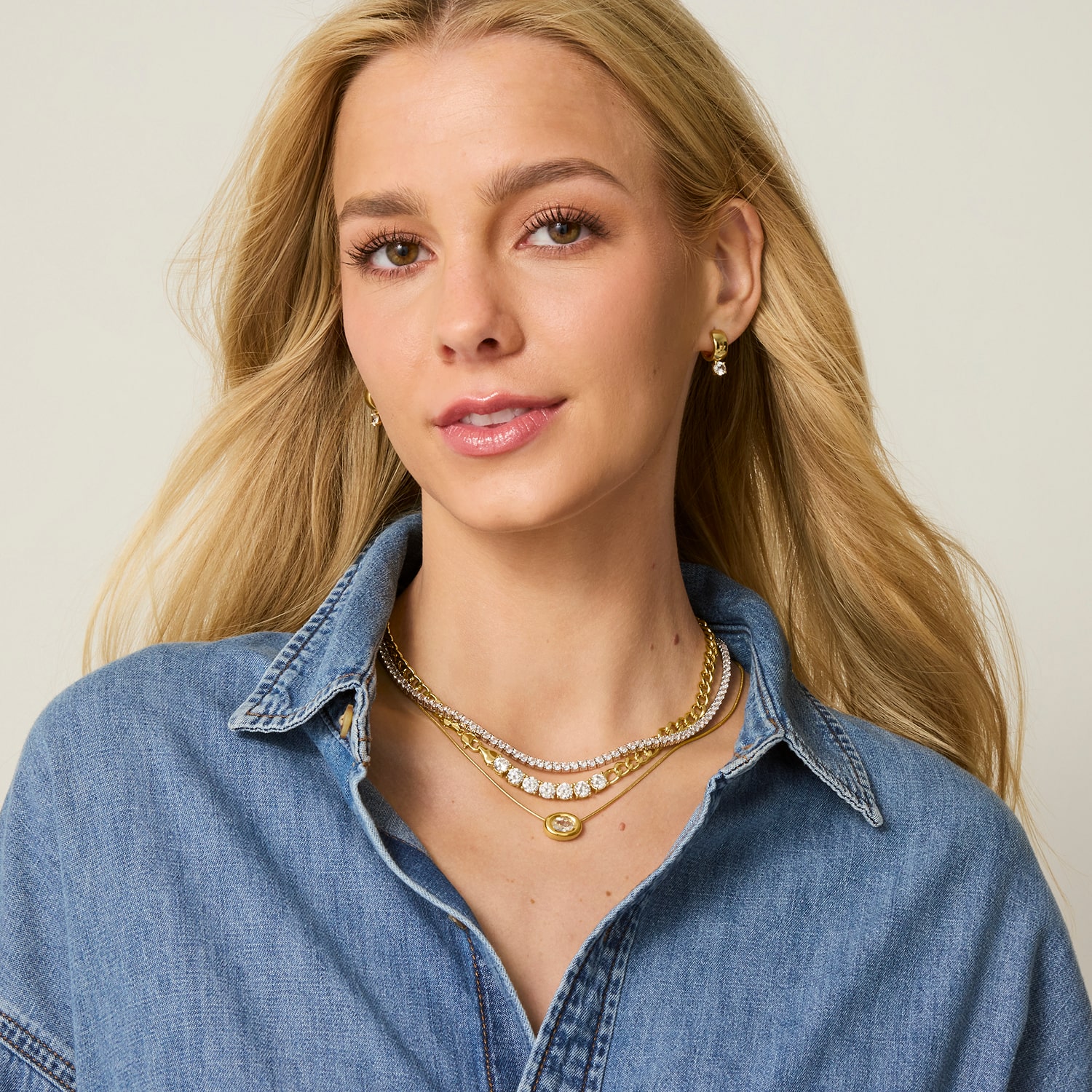 Bold Addiction Womens White Sapphire Pure Silver Over Brass 17 Inch Tennis Necklace