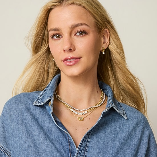 Bold Addiction Womens White Sapphire Pure Silver Over Brass 17 Inch Tennis Necklace