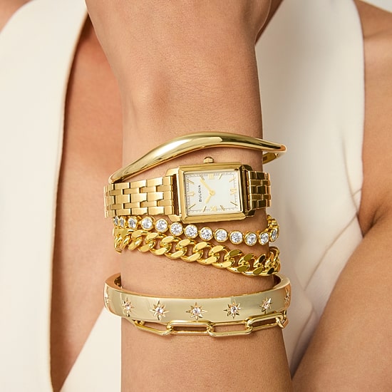 Bold Addiction Womens Lab Created White Sapphire 14K Gold Over Brass 7.5 Inch Tennis Bracelet
