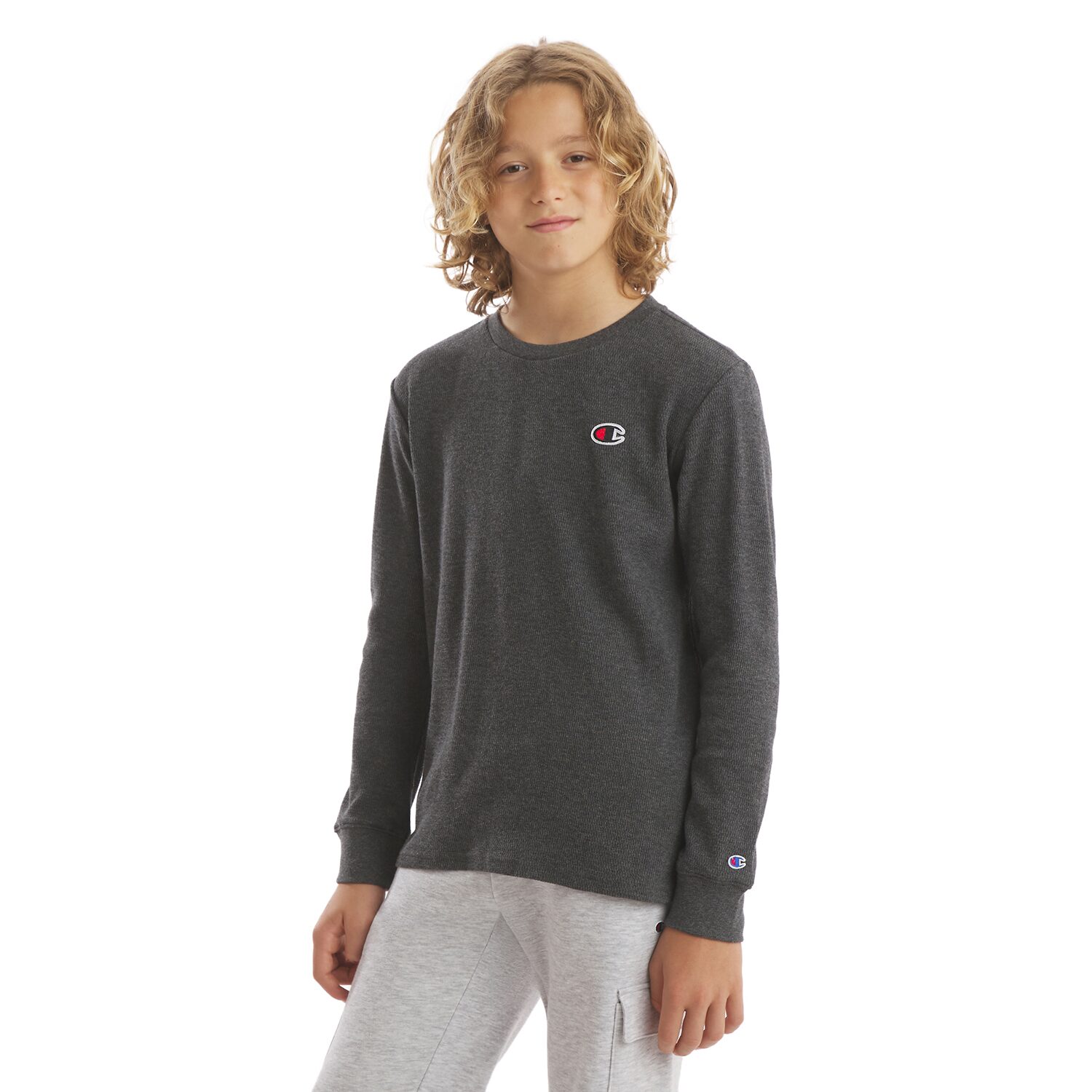 Champion Big Kid Boys Crew Neck Short Sleeve Classic Fit Thermal Top
