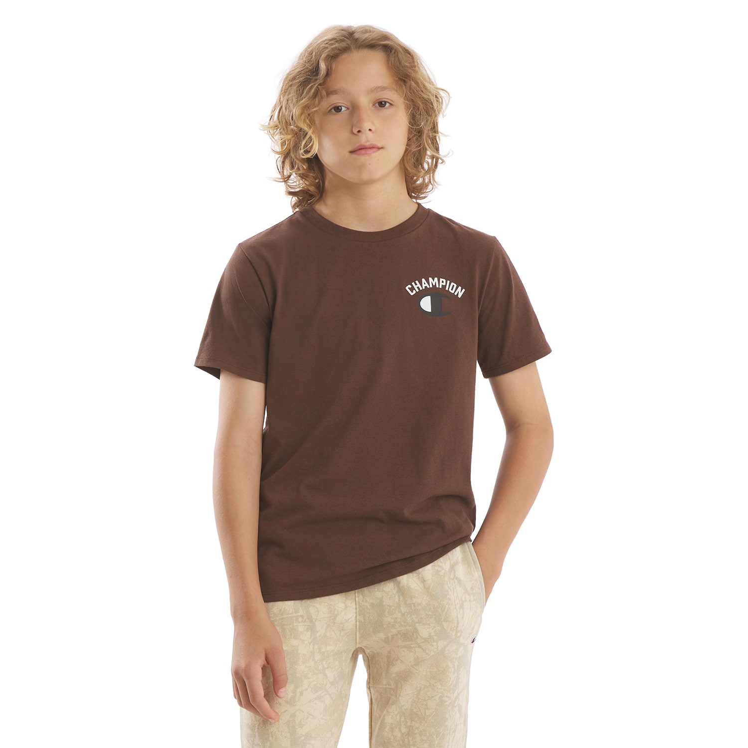 Champion Big Kid Boys Crew Neck Short Sleeve Classic Fit Graphic T-Shirt