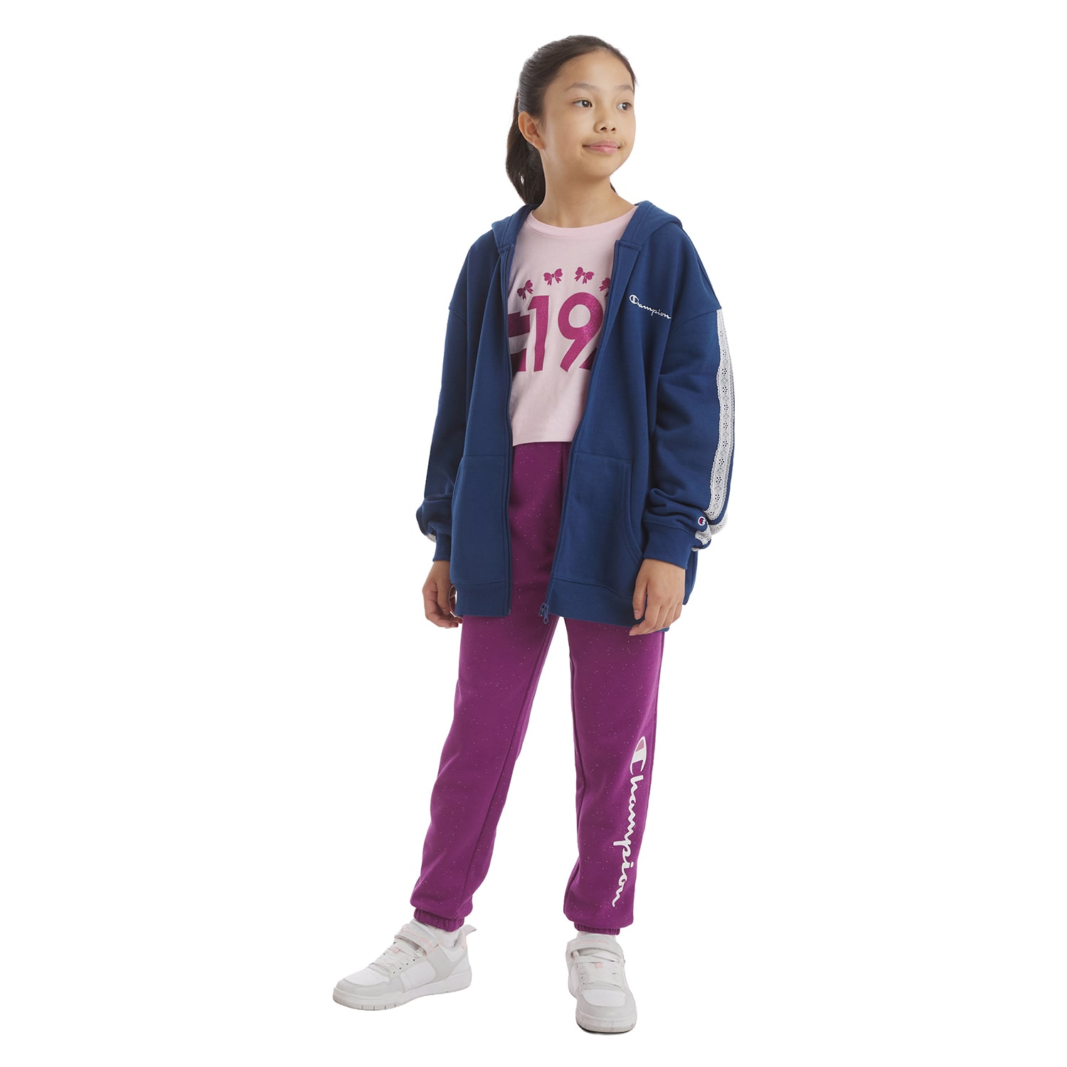Champion Big Kid Girls Long Sleeve Fleece Zipper Active Hoodie