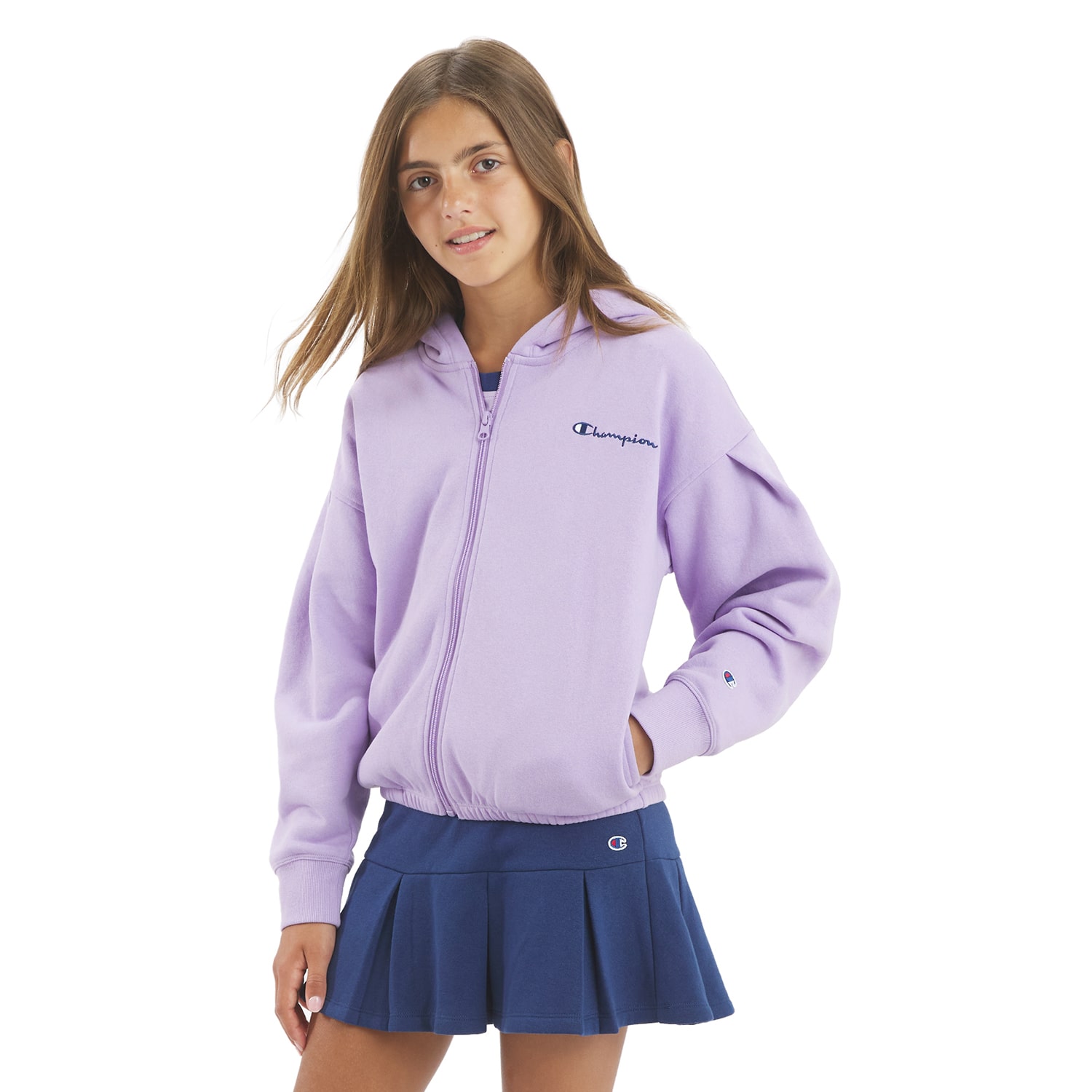 Champion Big Kid Girls Long Sleeve Fleece Zipper Active Hoodie