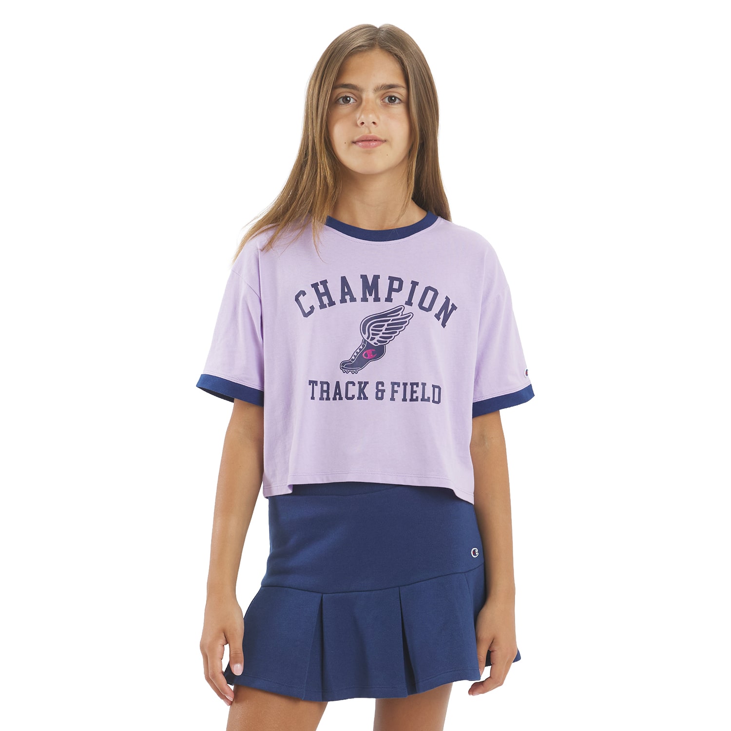 Champion Big Kid Girls Crew Neck Short Sleeve Classic Fit Graphic T-Shirt