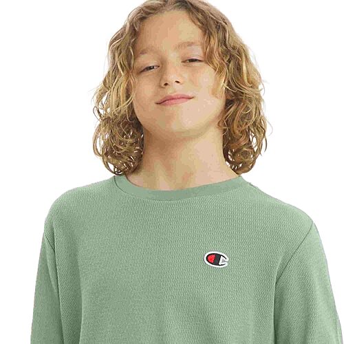 Champion Big Kid Boys Crew Neck Short Sleeve Classic Fit Thermal Top In Green