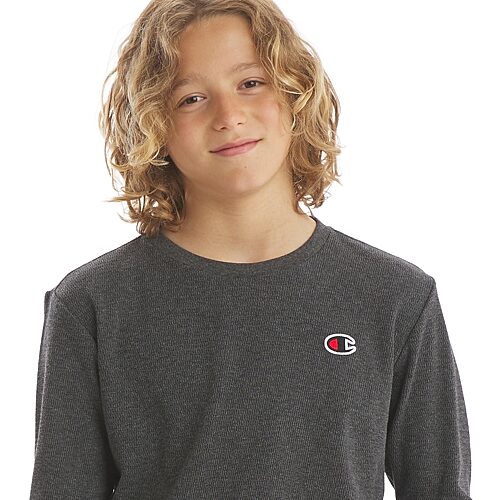 Champion Big Kid Boys Crew Neck Short Sleeve Classic Fit Thermal Top In Black