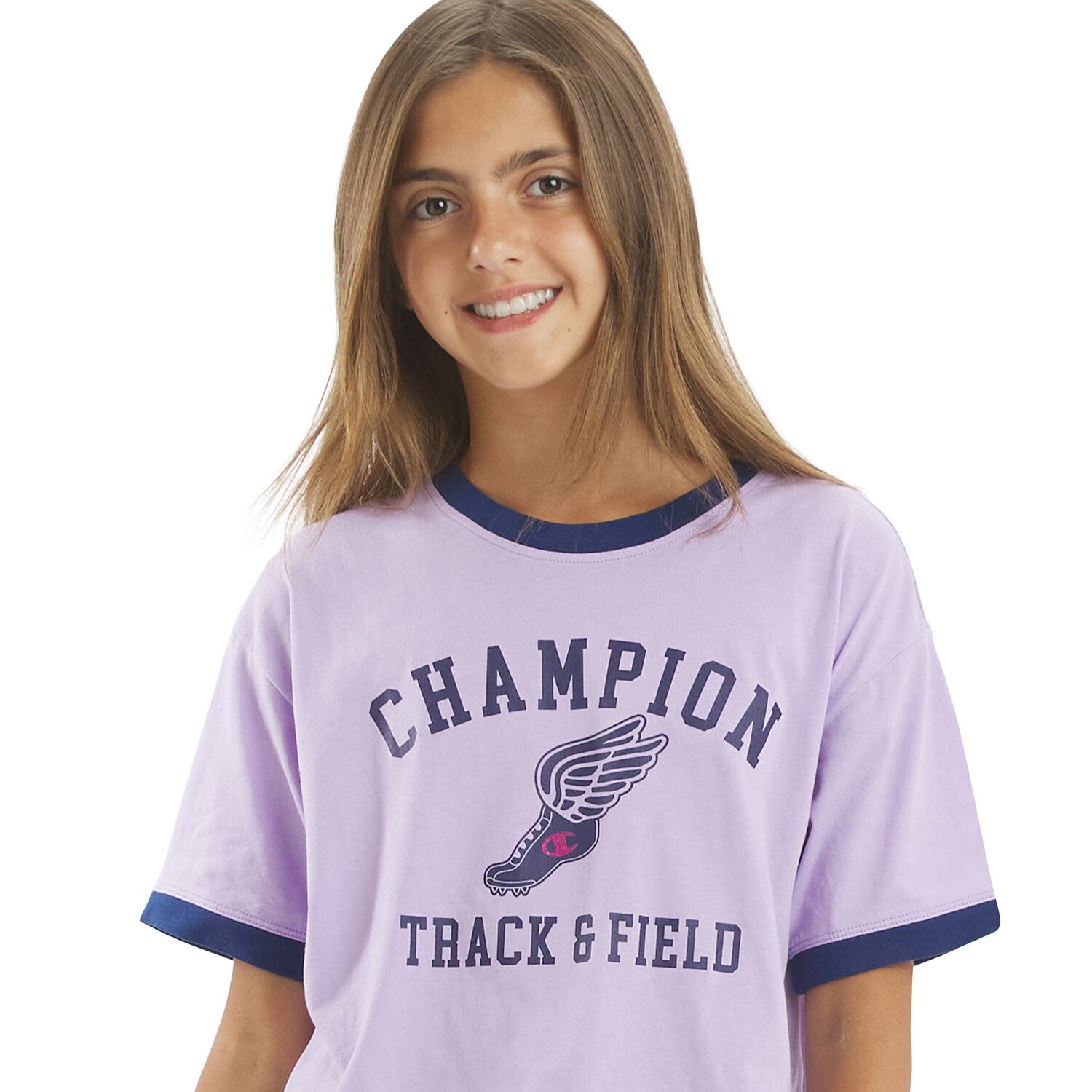 Champion Big Kid Girls Crew Neck Short Sleeve Classic Fit Graphic T-Shirt
