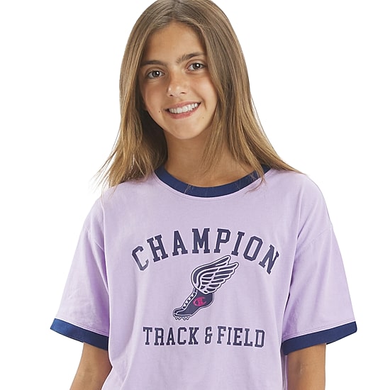 Champion Big Kid Girls Crew Neck Short Sleeve Classic Fit Graphic T-Shirt