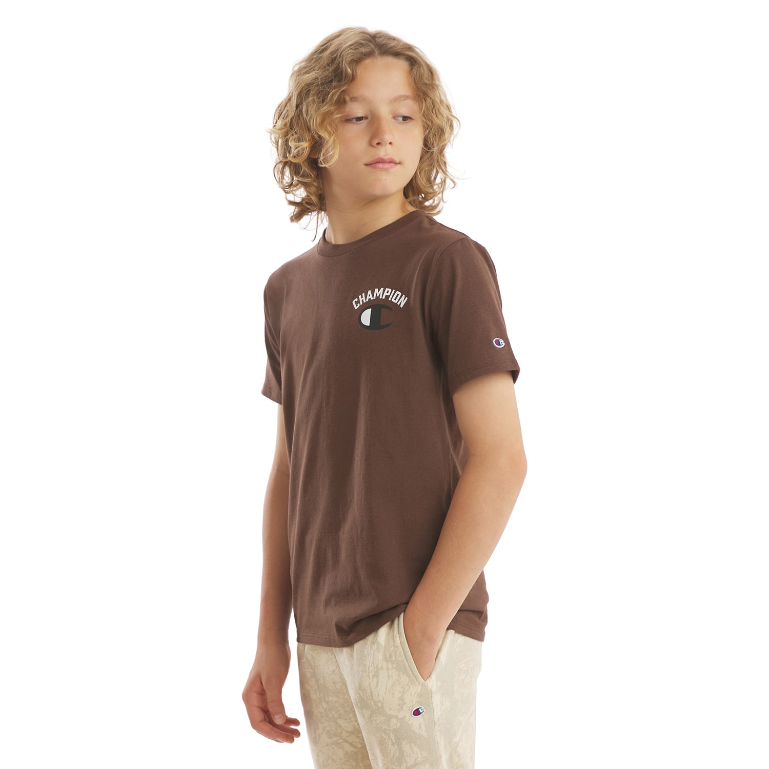 Champion Big Kid Boys Crew Neck Short Sleeve Classic Fit Graphic T-Shirt