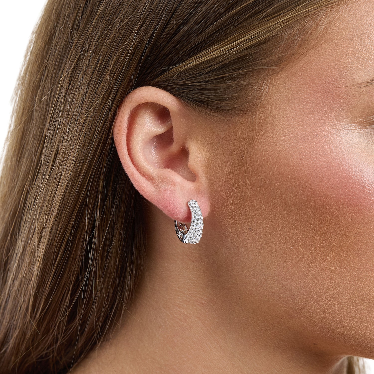 Sparkle Allure Womens Crystal 17.7mm Hoop Earrings