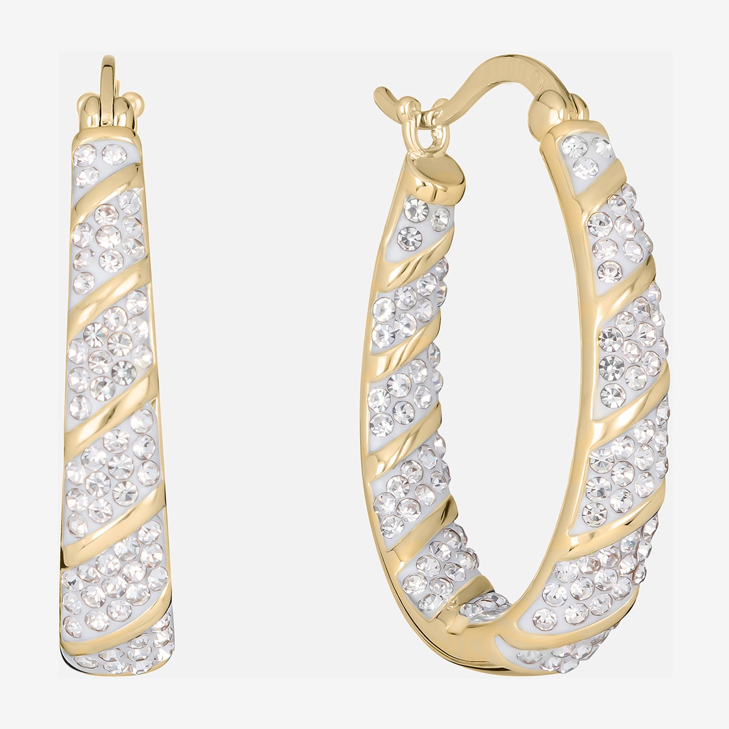 Sparkle Allure Womens Crystal 14K Gold Over Brass 32mm Hoop Earrings
