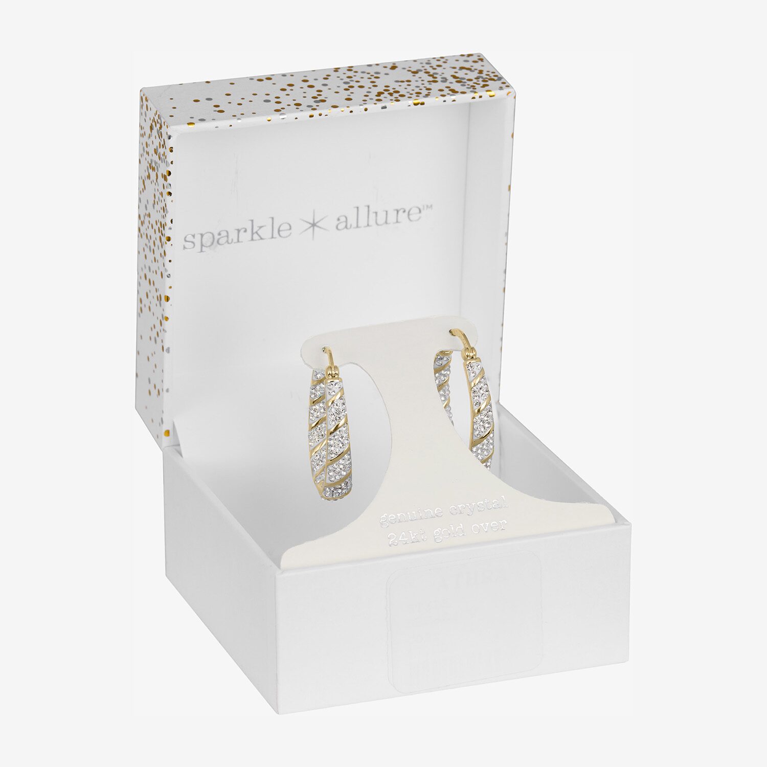 Sparkle Allure Womens Crystal 14K Gold Over Brass 32mm Hoop Earrings