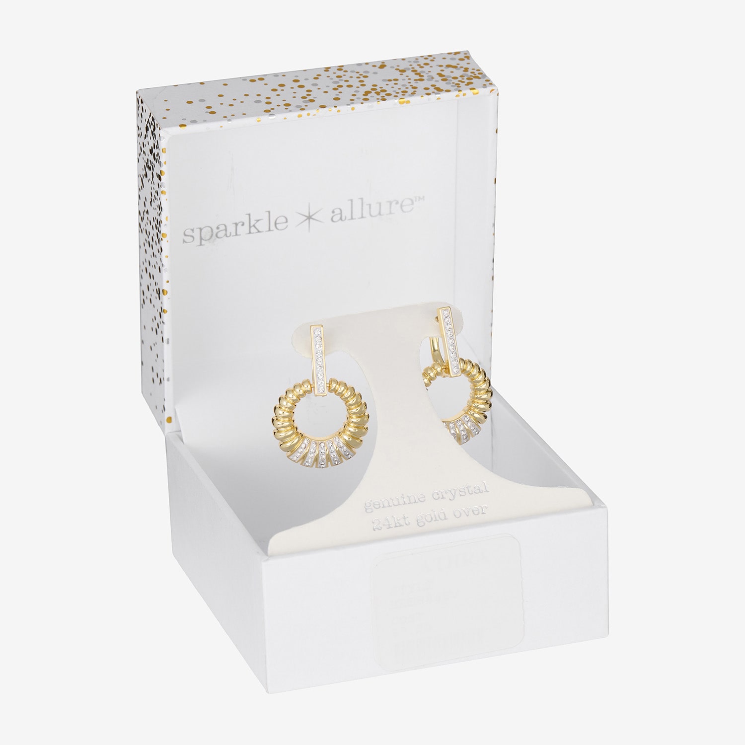 Sparkle Allure Womens Crystal 14K Gold Over Brass 31.7mm Hoop Earrings