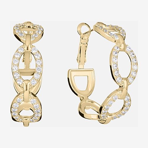 Sparkle Allure Womens Cubic Zirconia 14K Gold Over Brass 33.2mm Hoop Earrings, One Size, Yellow
