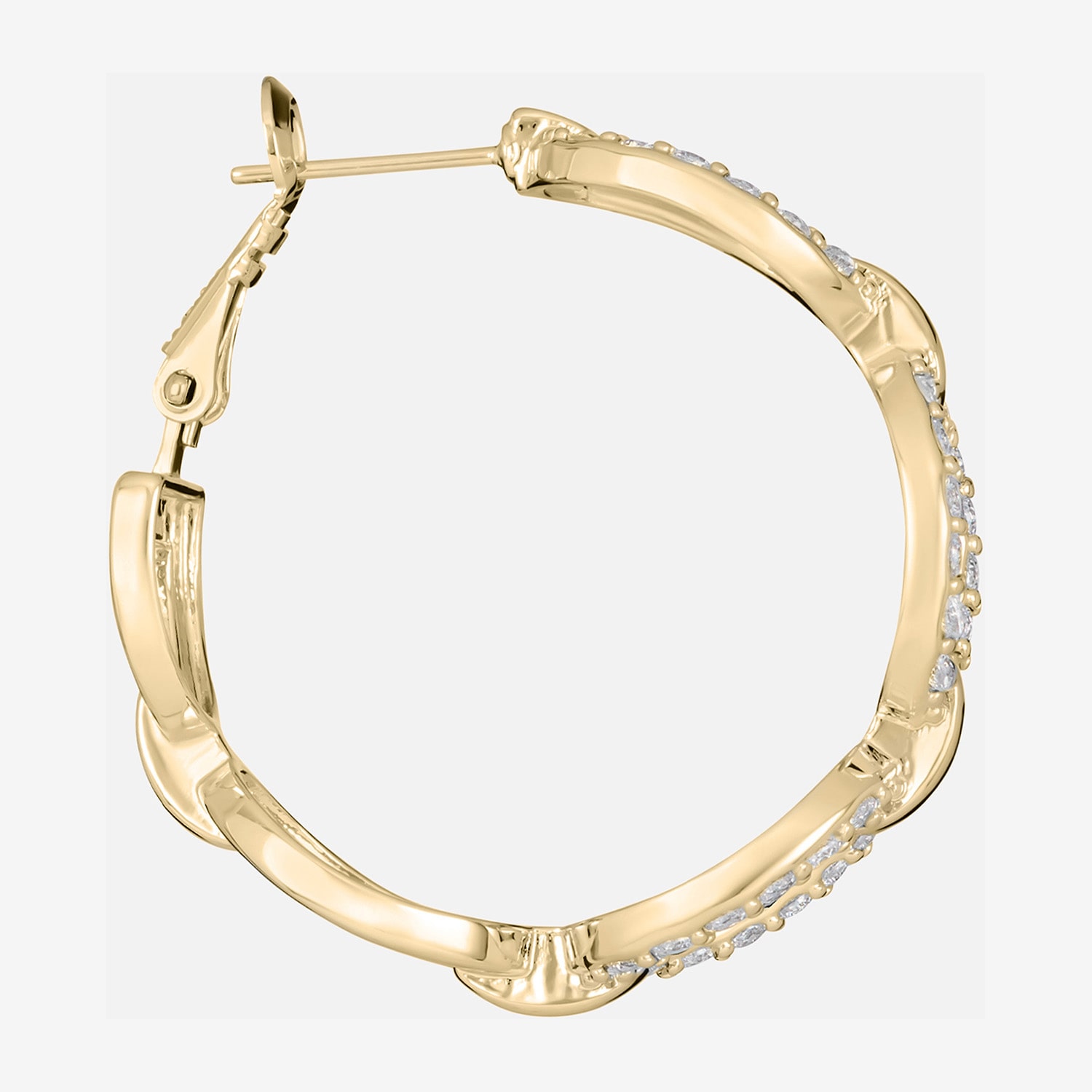 Sparkle Allure Womens Cubic Zirconia 14K Gold Over Brass 33.2mm Hoop Earrings